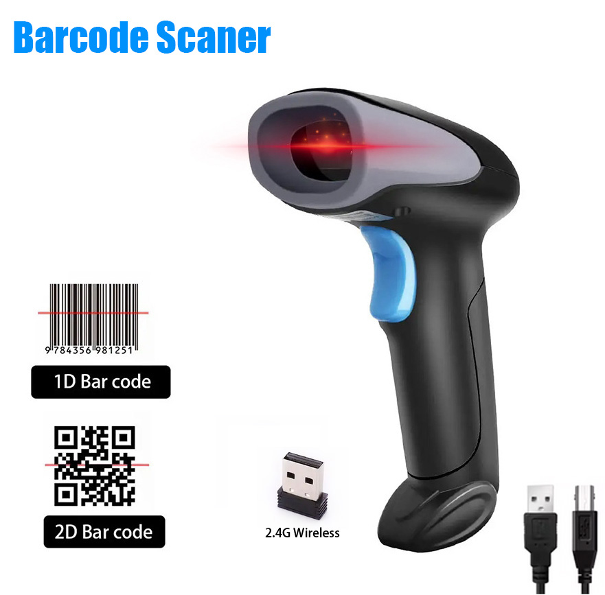 Wireless Barcode Scanner 2D Qr Laser - Handheld 1D 2D Barcode Scanner Wired/Wireless