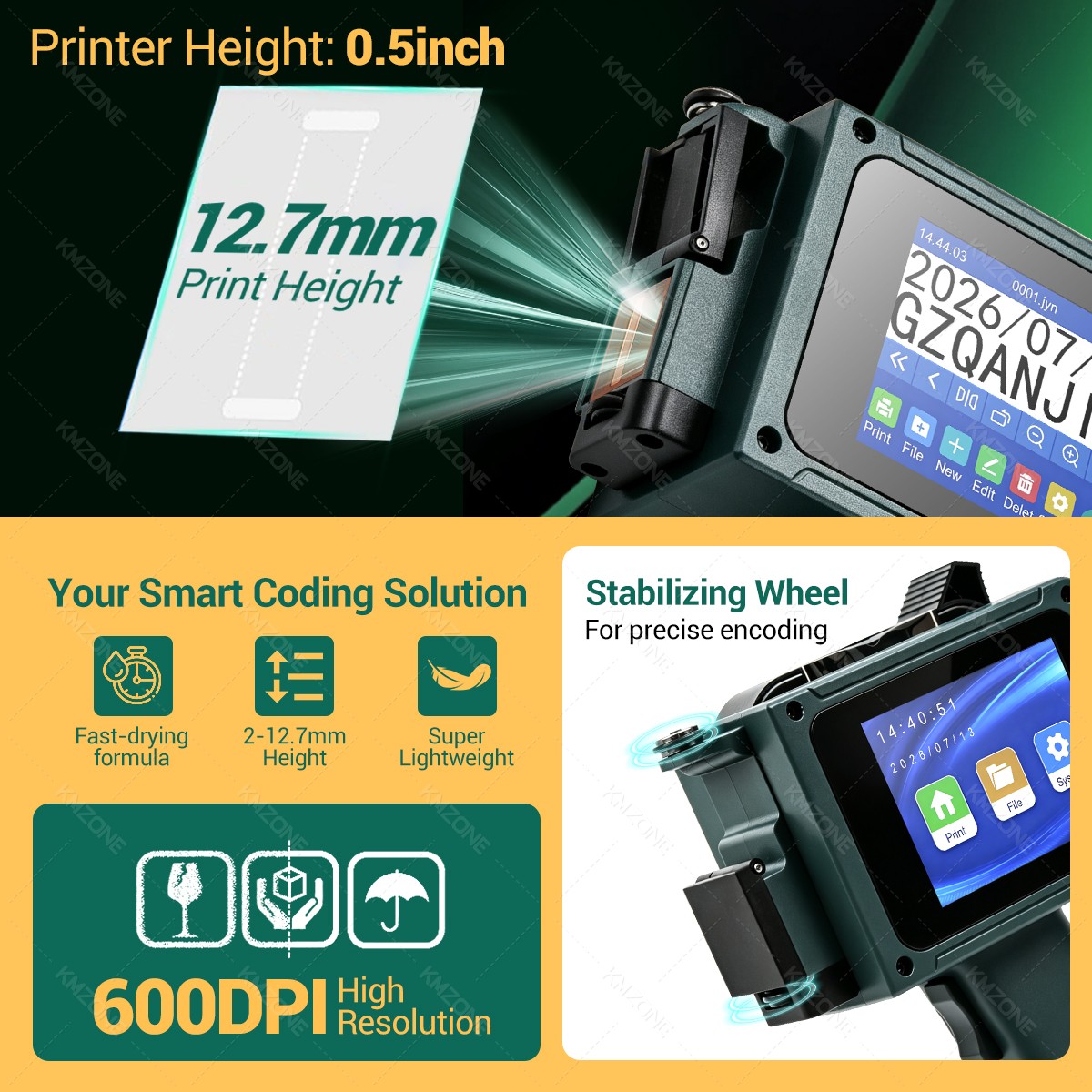Includes Cartridge, 12.7MM Pri - Handheld Inkjet Date Code Printer Gun 评论和价格