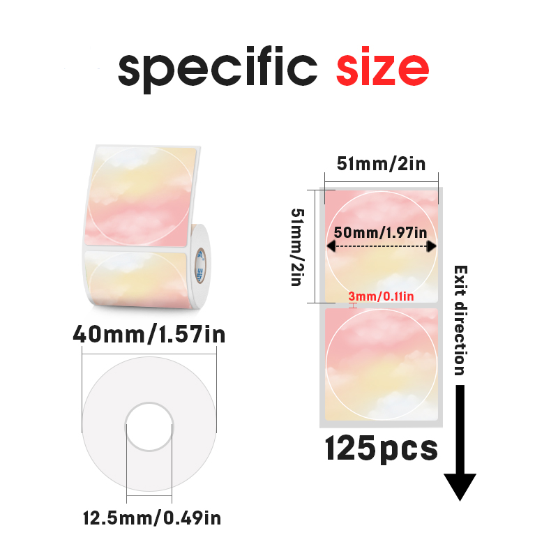 2 Rolls Color Thermal Label Pa - Round Sticker Thermal Labels Colored 评论和价格