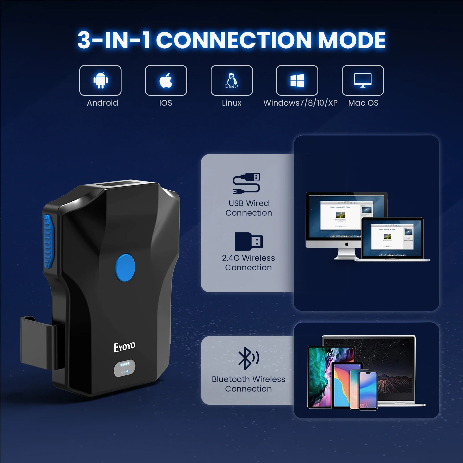 Eyoyo Portable Bluetooth Barco - Wireless Barcode Scanner 2D Qr Laser 评论和价格