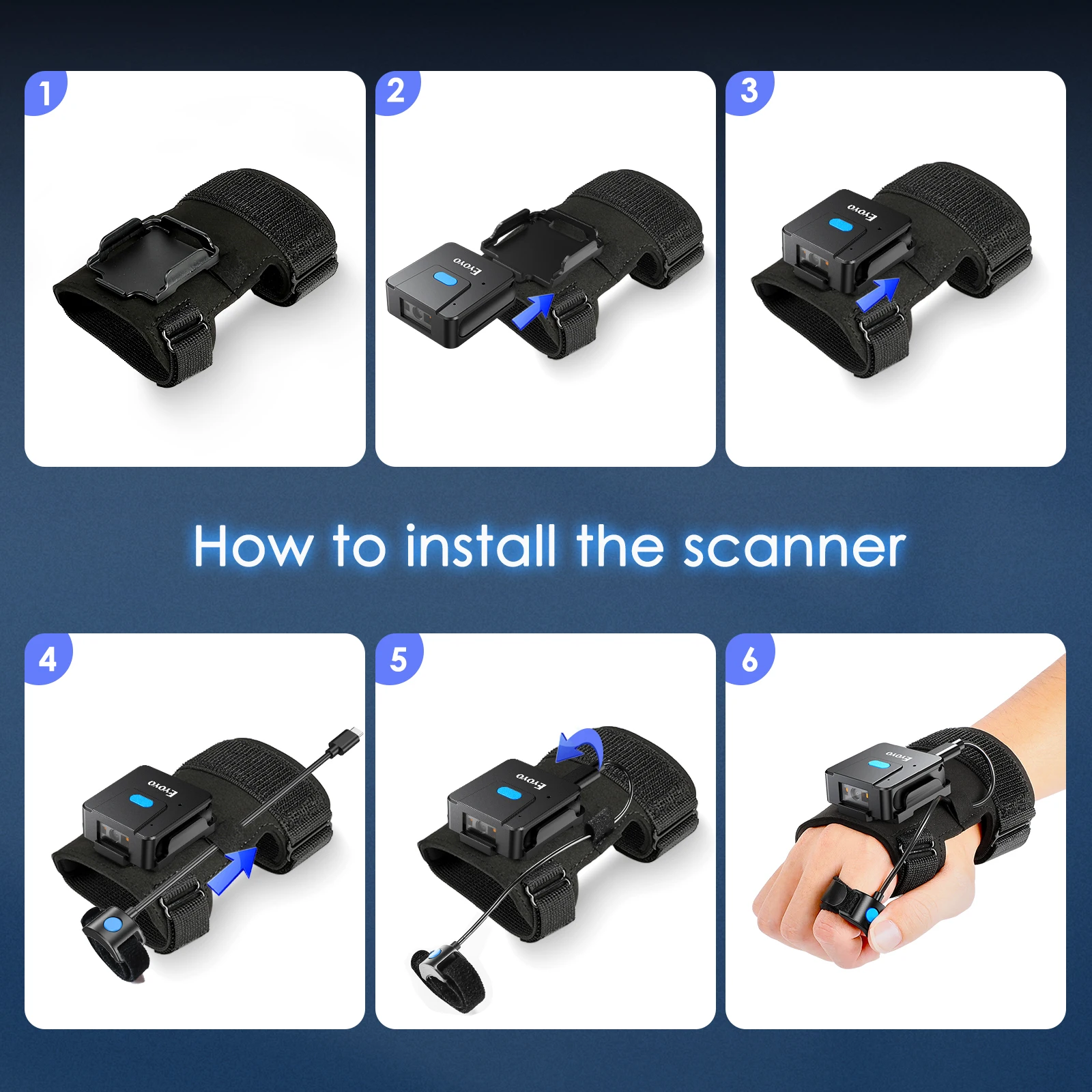 Eyoyo Wearable 2D Bluetooth Ba - Wireless Barcode Scanner 2D Qr Laser 评论和价格