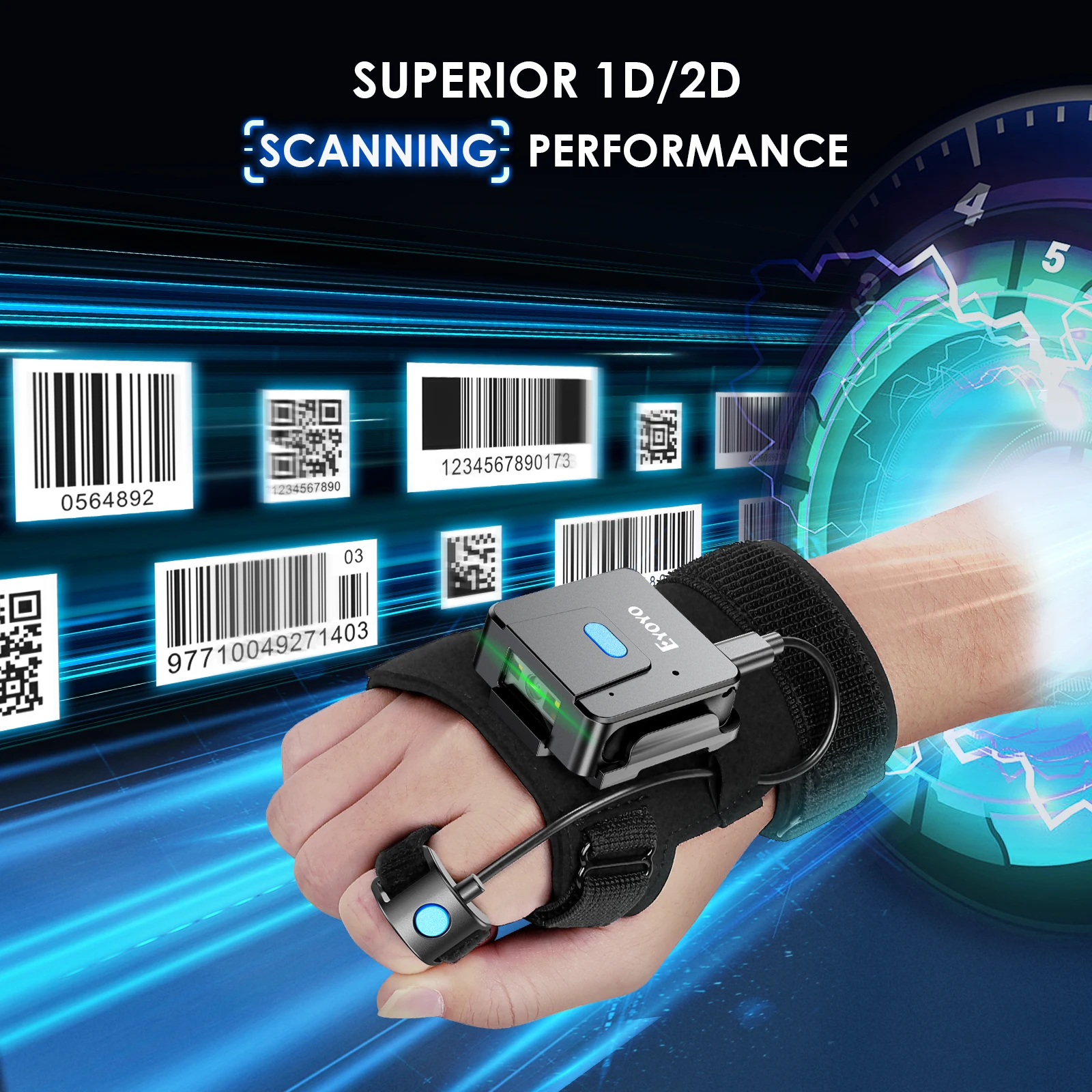 Eyoyo Wearable 2D Bluetooth Ba - Wireless Barcode Scanner 2D Qr Laser 评论和价格