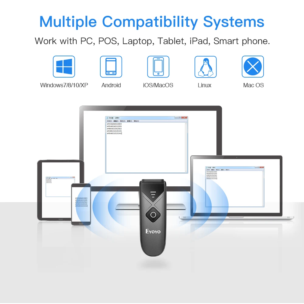 Eyoyo EY-015 Mini USB/Bluetoot - Wireless Barcode Scanner 2D Qr Laser 评论和价格