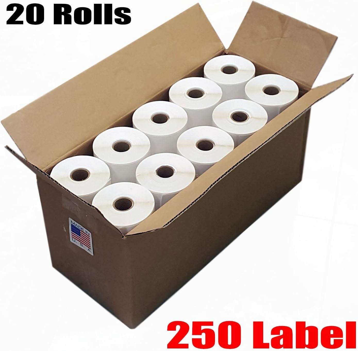 20 Rolls of 250 (USA Made) 4x6 - Thermal Shipping Label Roll 4X6 500 评论和价格