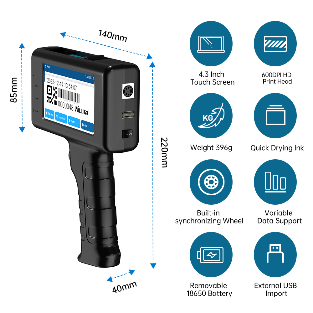 WLD-L1 12.7mm Handheld Inkjet  - Handheld Inkjet Date Code Printer Gun 评论和价格