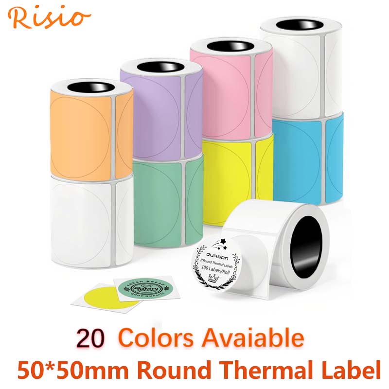 50x50mm Round Thermal Label Ro - Round Sticker Thermal Labels Colored 评论和价格