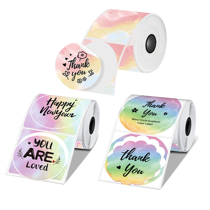 3Roll Color Label Sticker Roun - Round Sticker Thermal Labels Colored 评论和价格
