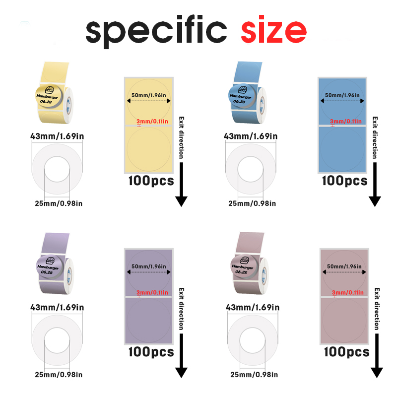 4 Rolls 2 Inch Round Colorful  - Round Sticker Thermal Labels Colored 评论和价格