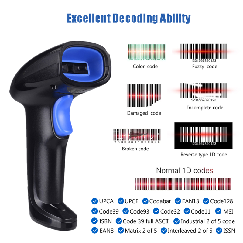 RS1100 Wireless Wired Barcode  - Wireless Barcode Scanner 2D Qr Laser 评论和价格