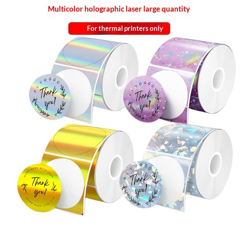 1 Roll Laser-color Silver/Matt - Round Sticker Thermal Labels Colored 评论和价格
