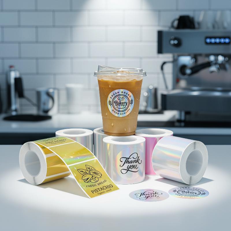 1 Roll Laser-color Silver/Matt - Round Sticker Thermal Labels Colored 评论和价格