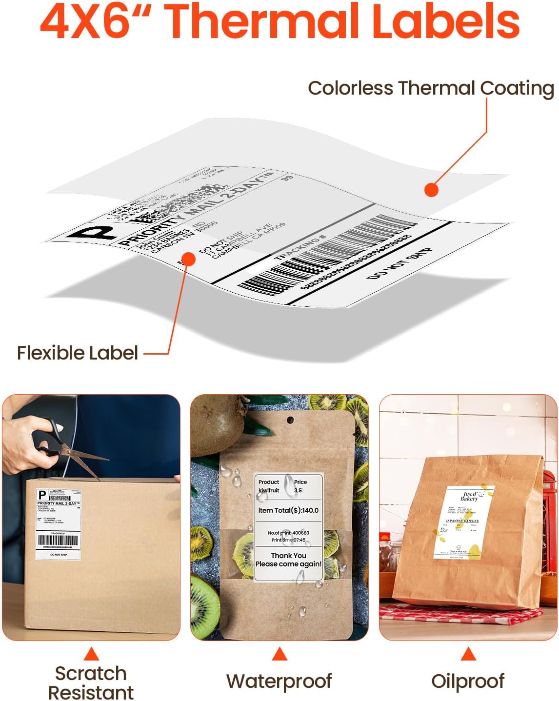 White 4x6 Thermal Shipping Sti - Thermal Label Printer 4X6 Shipping 评论和价格