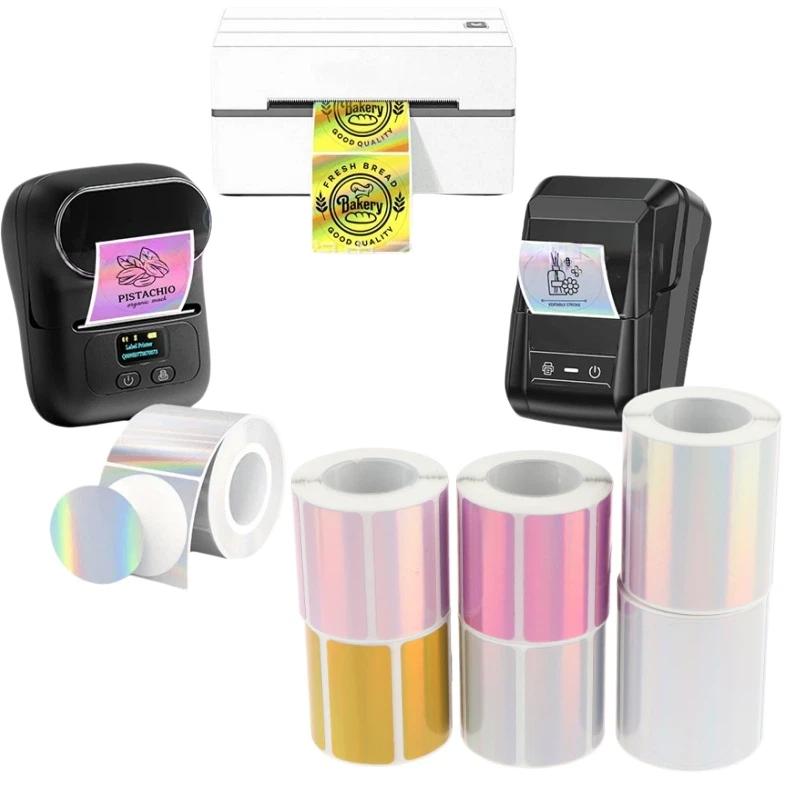 1 Roll Laser-color Silver/Matt - Round Sticker Thermal Labels Colored 评论和价格