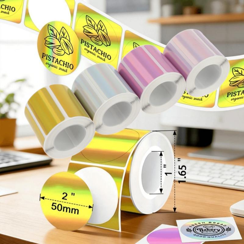 1 Roll Laser-color Silver/Matt - Round Sticker Thermal Labels Colored 评论和价格