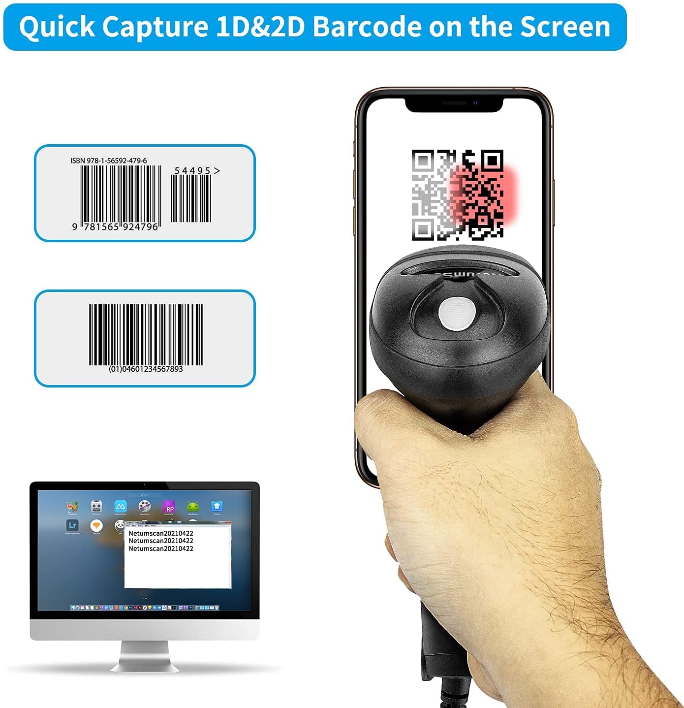 NETUM L5 Wired 2D Barcode Scan - Wireless Barcode Scanner 2D Qr Laser 评论和价格
