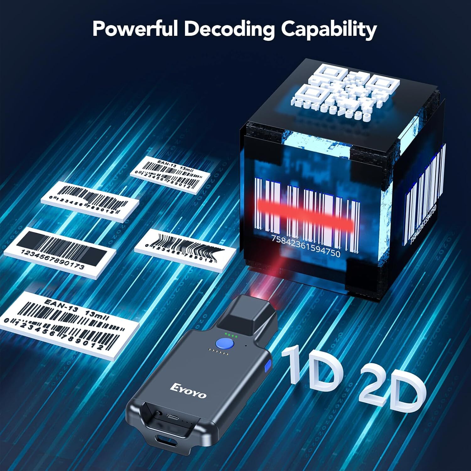 Eyoyo EY 036 plus 2D Wireless  - Wireless Barcode Scanner 2D Qr Laser 评论和价格